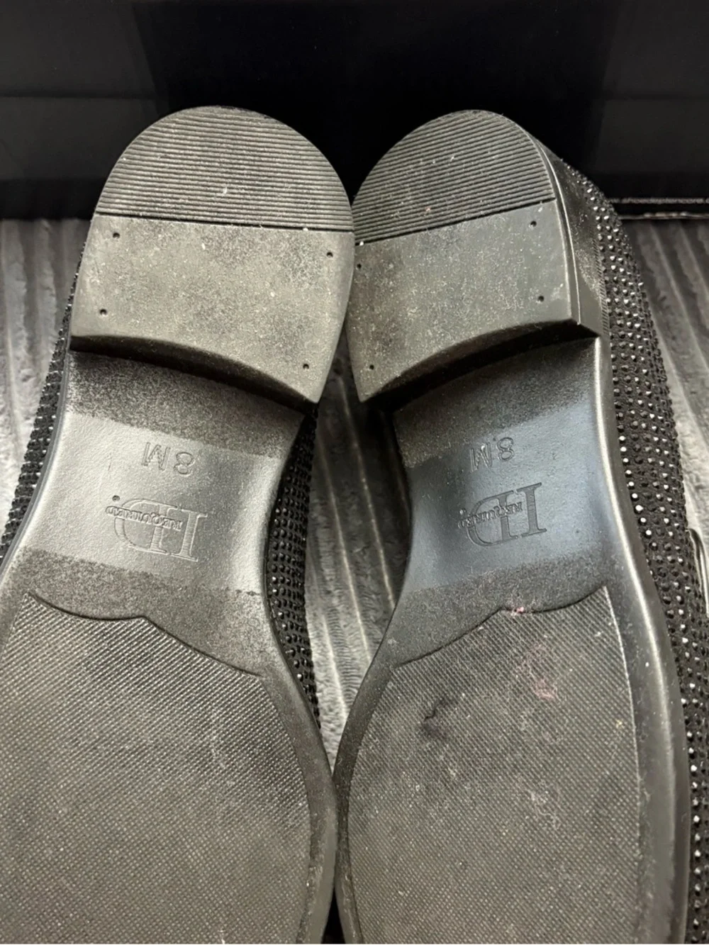 Men's Black Crystal-Stud Slip-On Loafers - Picture 5 of 7